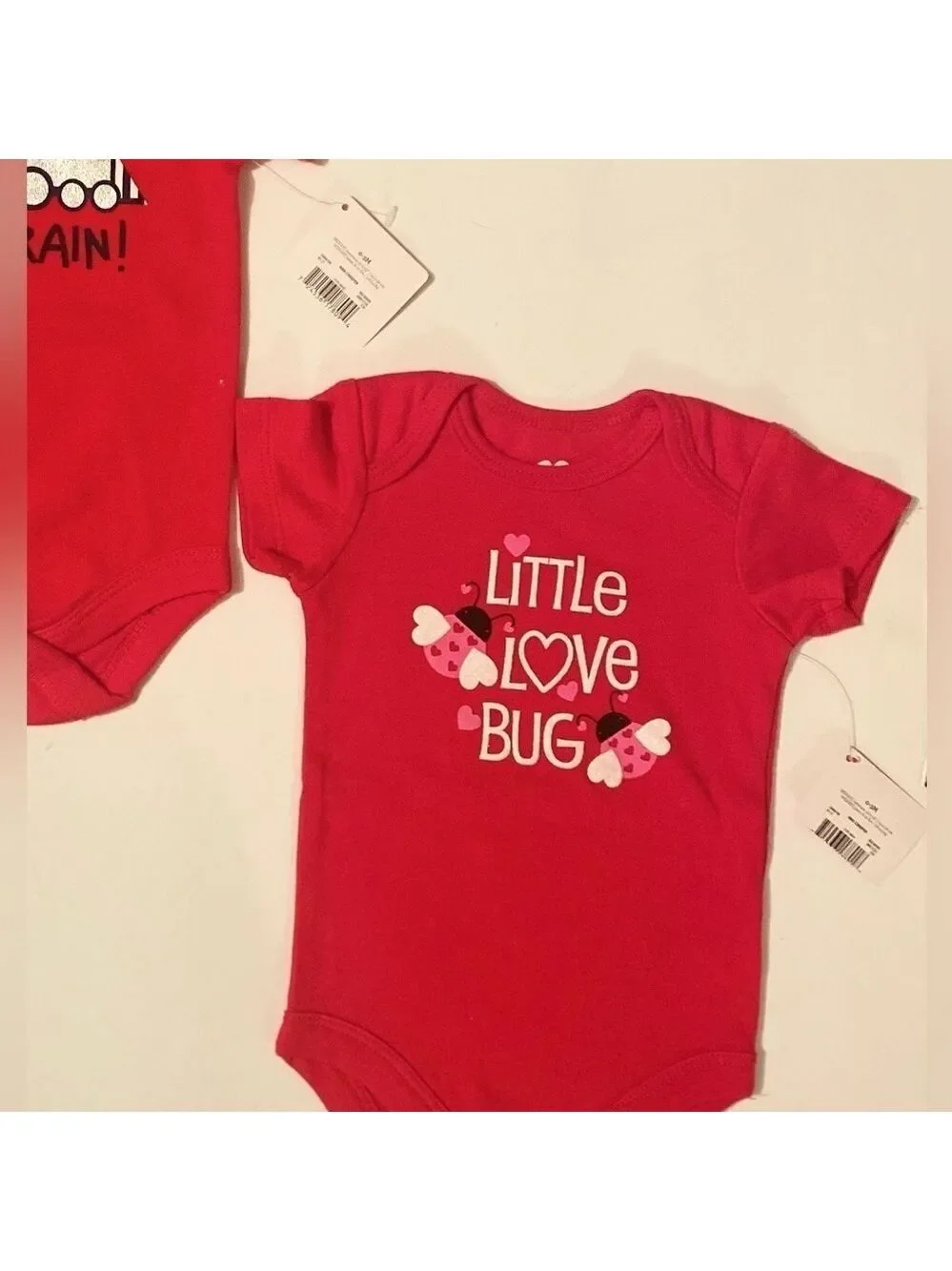 Infant Baby Shirts - Two cute red 0-3 Months One Piece Bodysuits Outfits. NWT